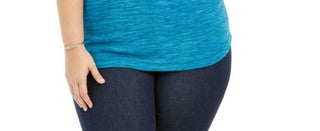 Karen Scott Women's Plus Size Marled Microfleece Top Blue Size 2X