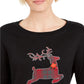 Karen Scott Women's Sport Plaid Reindeer Top Black Size Small