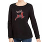 Karen Scott Women's Sport Plaid Reindeer Top Black Size X-Large