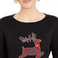 Karen Scott Women's Sport Plaid Reindeer Top Black Size X-Large