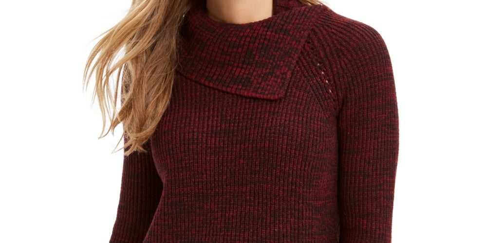 Style & Co Women's Pointelle-Knit Sweater Dark Red Size Large