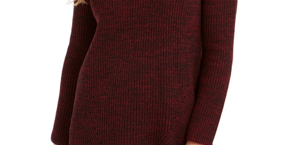 Style & Co Women's Pointelle-Knit Sweater Dark Red Size Large