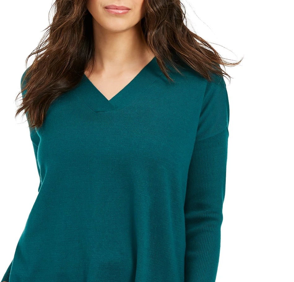 Style & Co Women's V-Neck Tunic Sweater Green Size Small