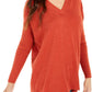 Style & Co Women's V-Neck Tunic Sweater Dark Red Size Small