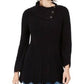 Style & Co Women's Scalloped-Hem Ribbed Sweater Black Size Large