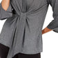 Alfani Women's Metallic Tie-Front Top Dark Gray Size Small