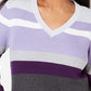 Karen Scott Women's Emma Cotton Striped Sweater Purple Combo Purple Size Petite Medium