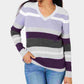 Karen Scott Women's Emma Cotton Striped Sweater  Purple Size Petite Small