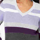 Karen Scott Women's Emma Cotton Striped Sweater  Purple Size Petite Small