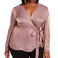 INC International Concepts Women's Plus Snake Embossed Faux Wrap Top Pink Size 1X