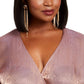 INC International Concepts Women's Plus Snake Embossed Faux Wrap Top Pink Size 1X
