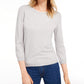 Maison Jules Women's Heather 3/4 Sleeve Jewel Neck T-Shirt Sweater Charcoal Size X-Large