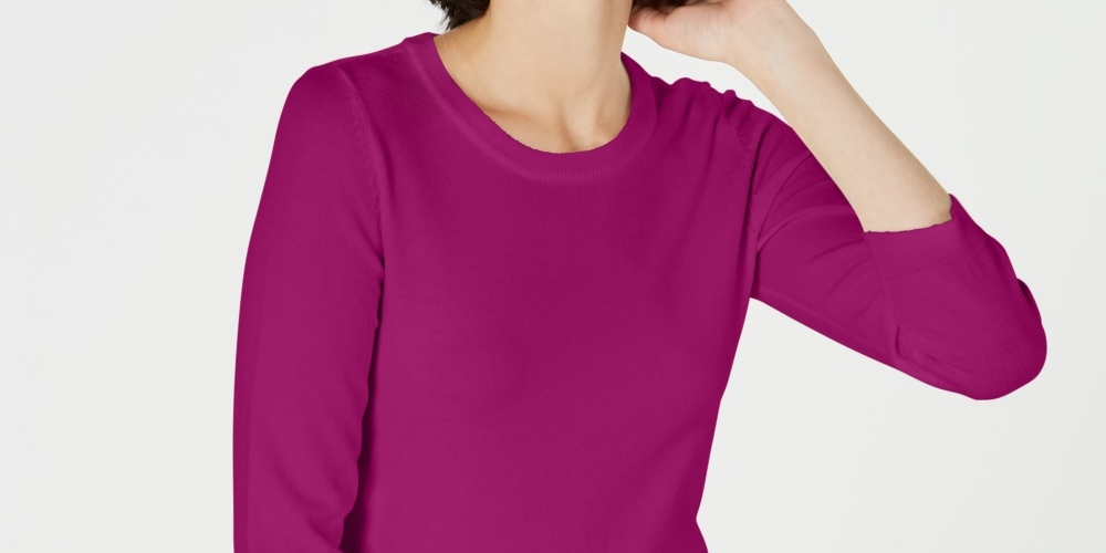 Maison Jules Women's 3/4 Sleeve Jewel Neck Top Pink Size X-Small