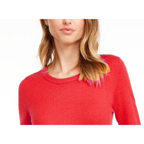 Maison Jules Women's Crewneck 3/4-Sleeve Sweater Wine Size Large