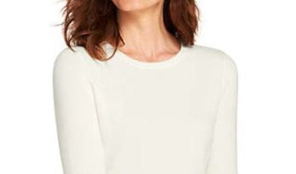Maison Jules Women's Crewneck 3/4 Sleeve Sweater White Size XX-Large