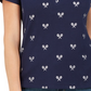 Karen Scott Women's Perfect Swing Metallic Embroidery Henley Top Navy Size Large