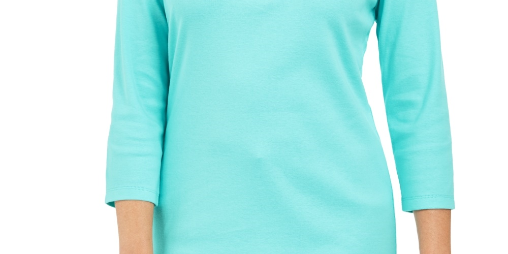 Karen Scott Women's Studded Seashell Top  Blue Size Small