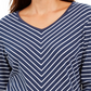 Karen Scott Women's Striped V Neck Top Navy Size Small