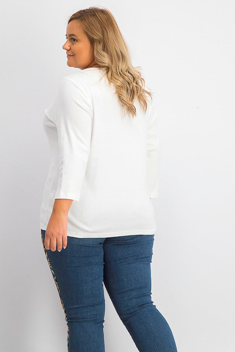 Karen Scott Women's Grommet-Trim Cotton Top White Size Large