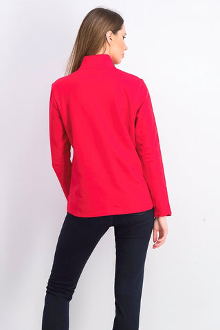 Karen Scott Women's Sport Mock Neck Vented Hem Top Red Size X-Small