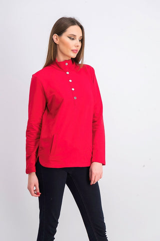 Karen Scott Women's Sport Mock Neck Vented Hem Top Red Size X-Small