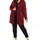 Alfani Women's Plus Sequin Swirl Cardigan Sweater Red Size 3X