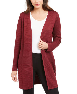 Alfani Women's Metallic Open-Front Cardigan Red Size Medium