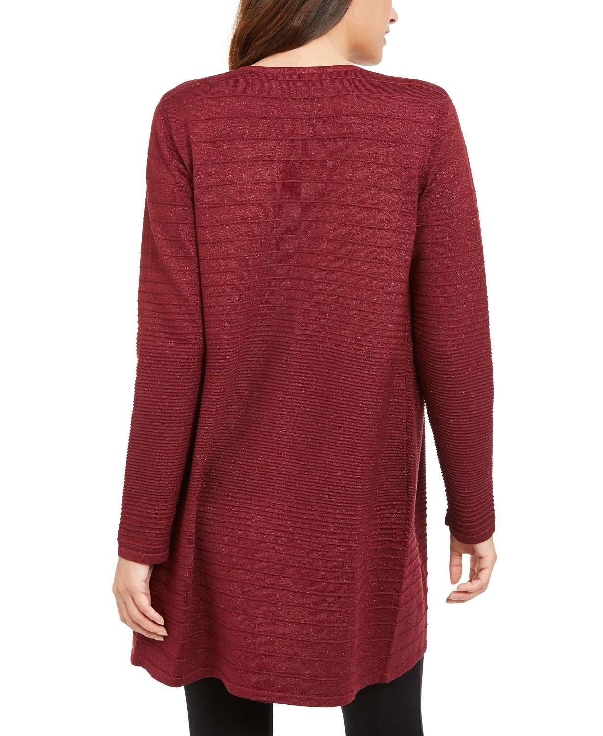 Alfani Women's Metallic Open-Front Cardigan Red Size Medium