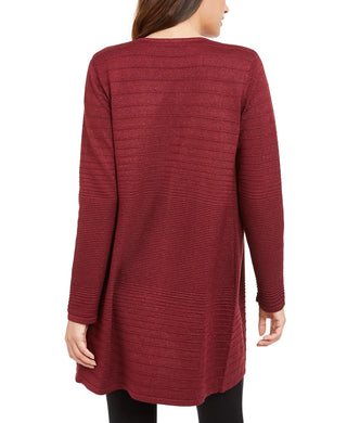 Alfani Women's Metallic Open-Front Cardigan Red Size Medium