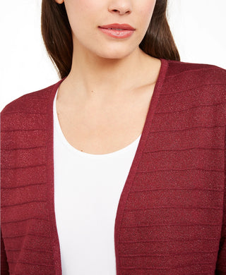 Alfani Women's Metallic Open-Front Cardigan Red Size Medium