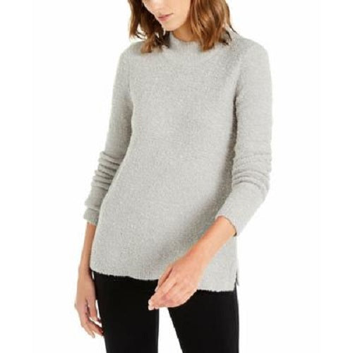 Alfani Women's Mock-Neck Boucle Sweater Gray Size X-Large