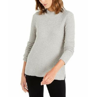 Alfani Women's Mock-Neck Boucle Sweater Gray Size X-Large