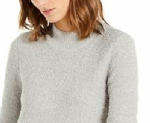 Alfani Women's Mock-Neck Boucle Sweater Gray Size X-Large