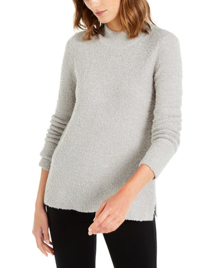 Alfani Women's Mock-Neck Boucle Sweater Gray Size  XX-Large