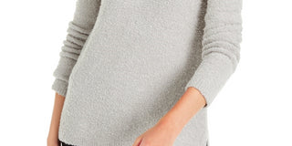 Alfani Women's Mock-Neck Boucle Sweater Gray Size  XX-Large