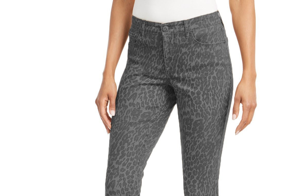 Style & Co Women's Curvy Fit Skinny Printed Jeans Grey Size 2