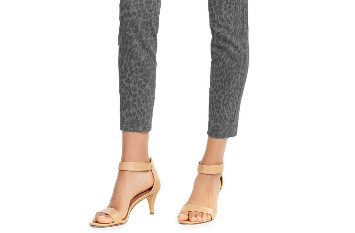 Style & Co Women's Curvy Fit Skinny Printed Jeans Grey Size 2