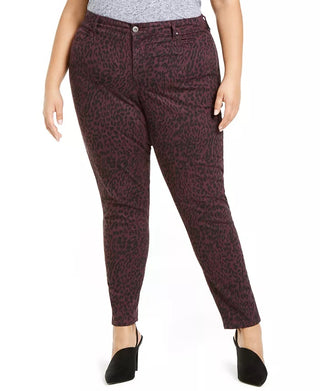 Style & Co Women's Plus Size Curvy-Fit Tummy-Control Printed Jeans Red Size Small Petite