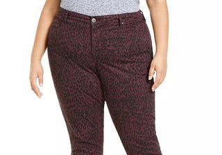 Style & Co Women's Plus Size Curvy-Fit Tummy-Control Printed Jeans Red Size Small Petite