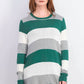 Maison Jules Women's Striped Sweater Green Size Large
