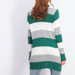 Maison Jules Women's Striped Sweater Green Size Large