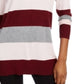 Maison Jules Women's Color Block Long Sleeve Jewel Neck T-Shirt Sweater Wine Size Medium