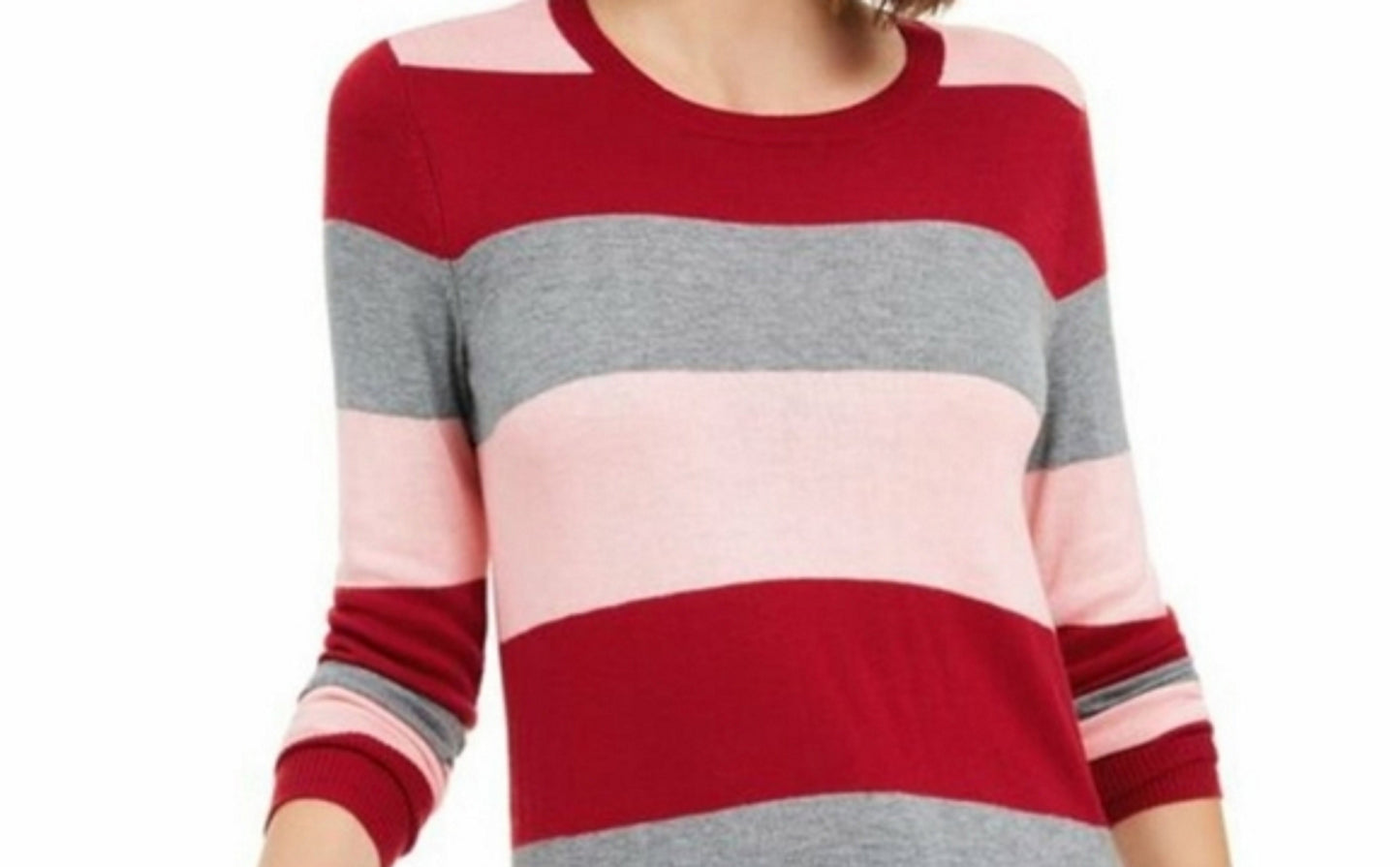 Maison Jules Women's Striped Sweater Wine Size Extra Small