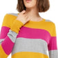 Maison Jules Women's Color Block Long Sleeve Jewel Neck T-Shirt Sweater Yellow Size X-Small