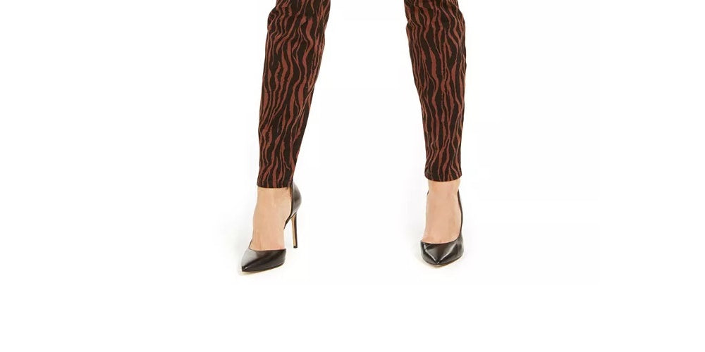 INC International Concepts Women's Printed Curvy Fit Skinny Jeans Brown Size 6