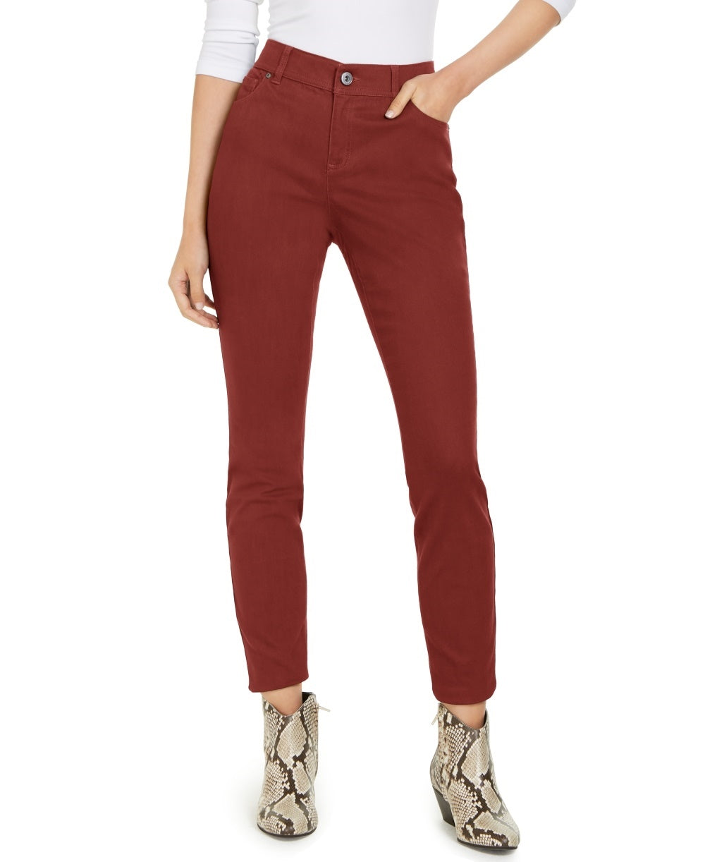 INC International Concepts Women's Essentials Curvy-Fit Skinny Jeans Red Size 0