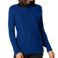 Karen Scott Women's Beaded Cable Mock Neck Sweater Blue Size Medium