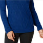 Karen Scott Women's Beaded Cable Mock Neck Sweater Blue Size Medium