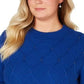 Karen Scott Women's Beaded Cable Mock Neck Sweater Bright Blue Size Small