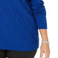 Karen Scott Women's Beaded Cable Mock Neck Sweater Bright Blue Size Small